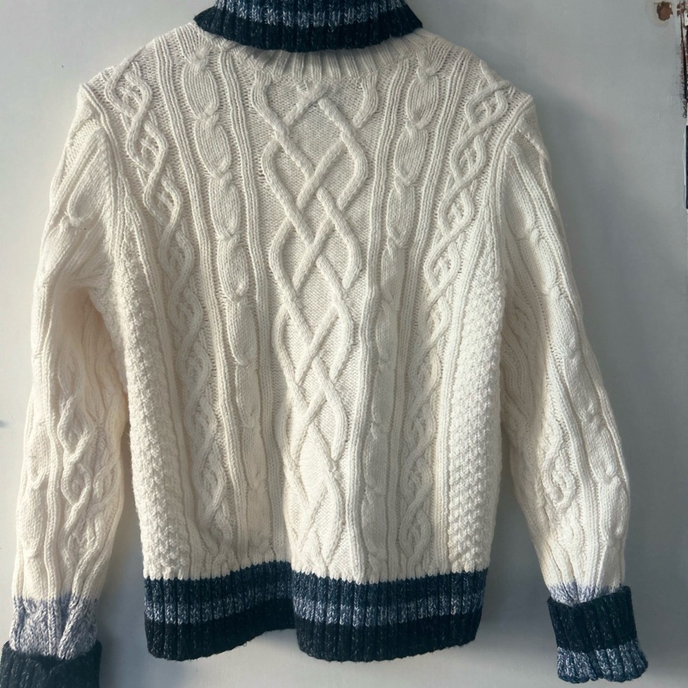 Cable Knit Sweater with Black Trim